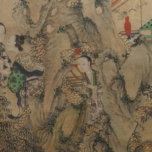 Ecole chinoise: Image du palais du printemps, 16/17ème et 'Guanyin aux servants', 19ème — photo 4