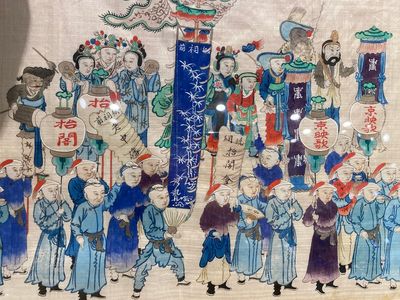Ecole chinoise: La procession de pèlerinage du festival Dajia Mazu à Taiwan, encre et couleurs sur soie, Qing — photo 17