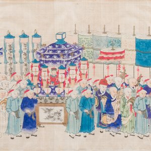 Ecole chinoise: La procession de pèlerinage du festival Dajia Mazu à Taiwan, encre et couleurs sur soie, Qing — photo 4