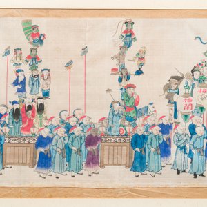 Ecole chinoise: La procession de pèlerinage du festival Dajia Mazu à Taiwan, encre et couleurs sur soie, Qing — photo 10