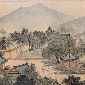Ecole chinoise: Le jardin 'Da Guan Yuan', encre et couleur sur papier, 20ème — photo 8