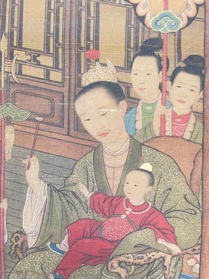 Ecole chinoise: 'L'empereur Qianlong avec des enfants', encre et couleur sur soie, 18/19ème — photo 6