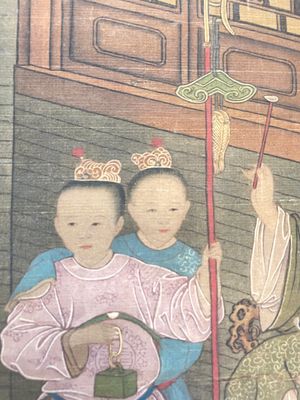 Ecole chinoise: 'L'empereur Qianlong avec des enfants', encre et couleur sur soie, 18/19ème — photo 8