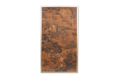 Ecole chinoise: 'Montagne aux Luohan', encre et couleur sur soie, 18ème