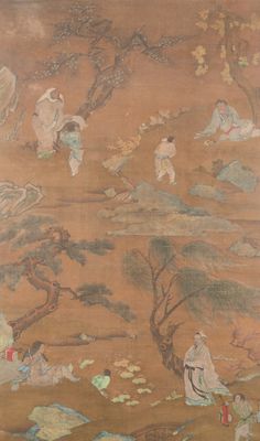 Ecole chinoise: 'Paysages aux lettrés représentant les quatre saisons', encre et couleurs sur soie, 18ème