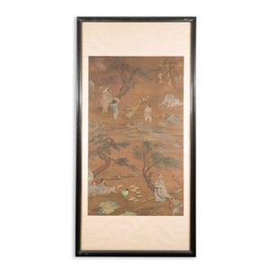 Ecole chinoise: 'Paysages aux lettrés représentant les quatre saisons', encre et couleurs sur soie, 18ème — photo 2