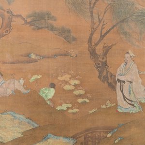 Ecole chinoise: 'Paysages aux lettrés représentant les quatre saisons', encre et couleurs sur soie, 18ème — photo 4