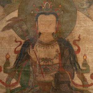 Ecole chinoise : Portrait d'Avalokitesvara, encre et couleur sur soie, Ming — photo 4