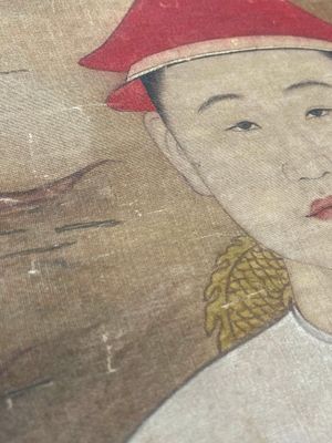 Ecole chinoise: 'Portrait de l'empereur Yongzheng', encre et couleur sur soie, 19/20ème — photo 16