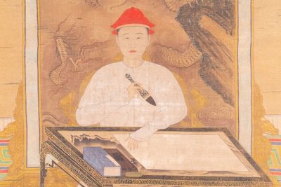 Ecole chinoise: 'Portrait de l'empereur Yongzheng', encre et couleur sur soie, 19/20ème — photo 4