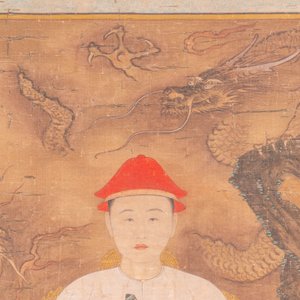 Ecole chinoise: 'Portrait de l'empereur Yongzheng', encre et couleur sur soie, 19/20ème — photo 3