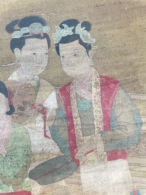 Ecole chinoise: 'Rassemblement sous le pin', encre et couleur sur soie, 18/19ème — photo 9