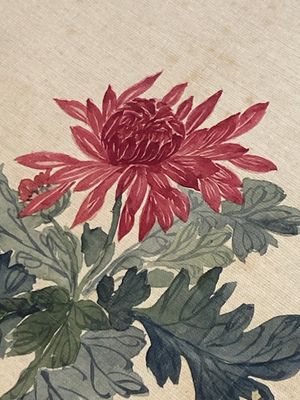 Ecole chinoise : Sept œuvres avec des insectes et des pivoines, encre et couleur sur soie, 19/20ème — photo 20