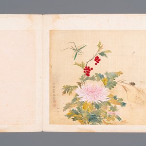 Ecole chinoise : Sept œuvres avec des insectes et des pivoines, encre et couleur sur soie, 19/20ème — photo 7