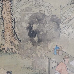Ecole chinoise, signé Hua Yan (1682-1756), encre et couleurs sur papier: 'Lettrés dans un forêt montagneux' — photo 28