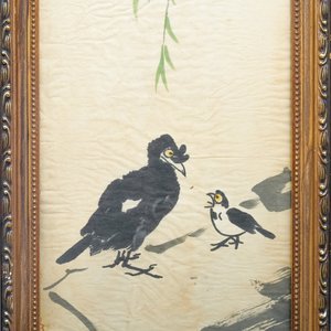 Ecole chinoise, signé Li Kuchan (1899-1983), encre et couleurs sur papier, daté 1972: quatre panneaux aux oiseaux sur rochers — photo 10