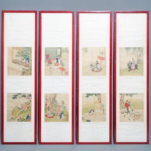 Ecole chinoise, signé Yu Zhiding (1647-c.1709), encre et couleurs sur soie, daté 1711: huit pages d'un album — photo 1