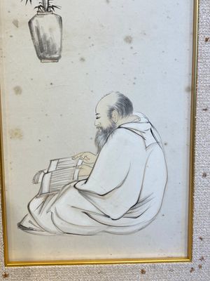 Ecole chinoise, signé Zhang Daqian 張大千 (1898-1983): 'Un sage et calligraphie', encre et couleurs sur papier, daté 1957 — photo 4