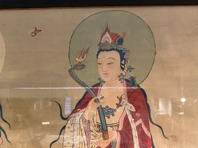 Ecole chinoise: 'Trois déesses bouddhistes', encre et couleurs sur soie, 18ème — photo 7