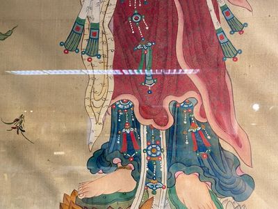 Ecole chinoise: 'Trois déesses bouddhistes', encre et couleurs sur soie, 18ème — photo 9