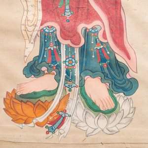 Ecole chinoise: 'Trois déesses bouddhistes', encre et couleurs sur soie, 18ème — photo 6