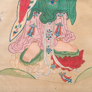 Ecole chinoise: 'Trois déesses bouddhistes', encre et couleurs sur soie, 18ème — photo 8