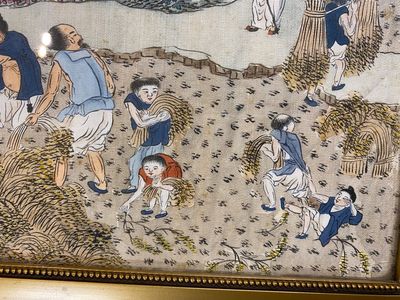Ecole chinoise: Trois scènes de la production de riz, encre et couleurs sur soie, 19ème — photo 17