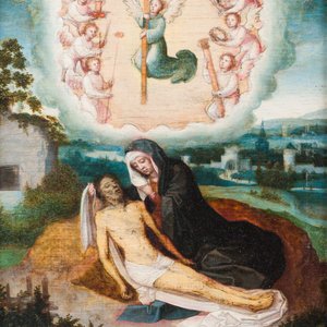 Ecole de Bruges, 1er quart du 16ème: Pietà, huile sur panneau — photo 1