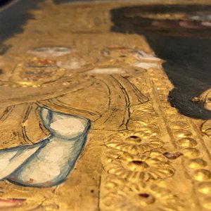 Ecole de Thanjavur, Inde du Sud: Vishnu reposant sur Ananta-Shesha, pigments et dorure sur tissu, 19/20ème — photo 13