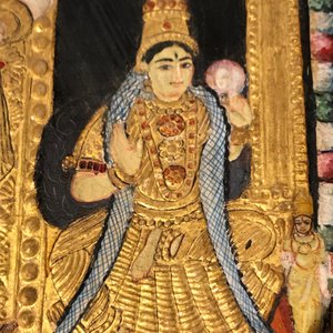 Ecole de Thanjavur, Inde du Sud: Vishnu reposant sur Ananta-Shesha, pigments et dorure sur tissu, 19/20ème — photo 14