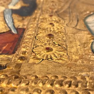 Ecole de Thanjavur, Inde du Sud: Vishnu reposant sur Ananta-Shesha, pigments et dorure sur tissu, 19/20ème — photo 22