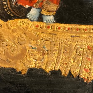 Ecole de Thanjavur, Inde du Sud: Vishnu reposant sur Ananta-Shesha, pigments et dorure sur tissu, 19/20ème — photo 27