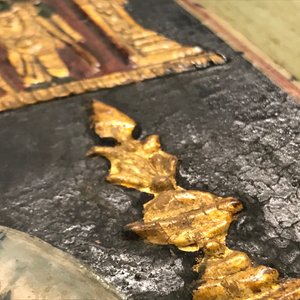Ecole de Thanjavur, Inde du Sud: Vishnu reposant sur Ananta-Shesha, pigments et dorure sur tissu, 19/20ème — photo 50