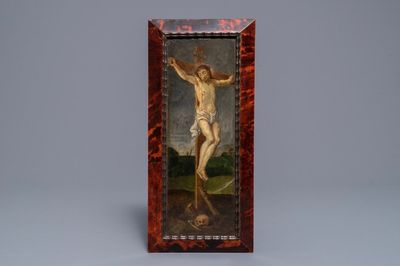 Ecole flamande: Christ en croix, huile sur panneau, 16/17ème