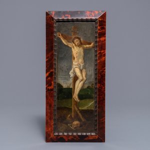 Ecole flamande: Christ en croix, huile sur panneau, 16/17ème — photo 1