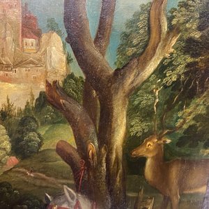 Ecole flamande d'après Albrecht Dürer, 16/17ème, huile sur panneau: Saint Eustache ou Saint Hubert — photo 35