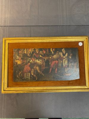 Ecole flamande: 'Faire la fête dans une auberge', huile sur panneau, 17ème — photo 1