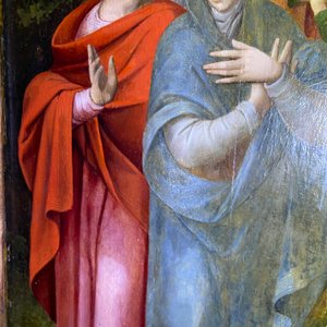 Ecole flamande: Soldats romains se battent pour un jeu de dés devant le Christ en croix, huile sur panneau, 1ère moitié du 16ème — photo 76