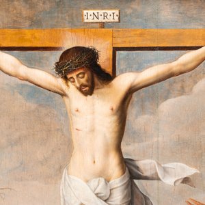 Ecole flamande: Soldats romains se battent pour un jeu de dés devant le Christ en croix, huile sur panneau, 1ère moitié du 16ème — photo 9