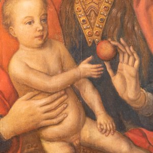 Ecole flamande, suiveur de Hans Memling (1430-1494): Vierge à l'Enfant, huile sur panneau, 19ème — photo 4