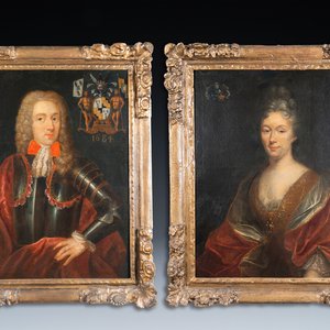Ecole flamande: Une paire de portraits de nobles, huile sur toile, 17ème — photo 1