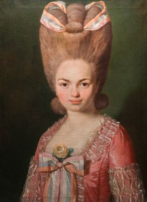 Ecole française: Portrait de Mademoiselle de Mirabelle, huile sur toile, 18ème