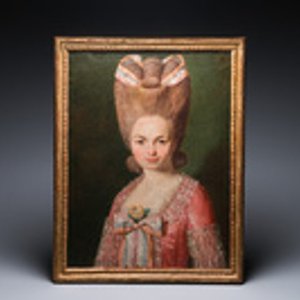 Ecole française: Portrait de Mademoiselle de Mirabelle, huile sur toile, 18ème — photo 2