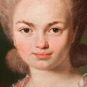 Ecole française: Portrait de Mademoiselle de Mirabelle, huile sur toile, 18ème — photo 6