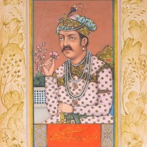 Ecole indienne, deux miniatures: 'Portrait d'Akbar le Grand, le troisième empereur moghol' et 'Portrait d'une princesse', 19ème — photo 2