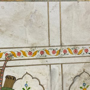 Ecole indienne, miniature: 'Entretien avec le Maharaja Ranjit Singh', pigments opaques rehaussés d'or sur papier, 19ème — photo 15