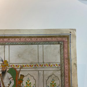 Ecole indienne, miniature: 'Entretien avec le Maharaja Ranjit Singh', pigments opaques rehaussés d'or sur papier, 19ème — photo 27