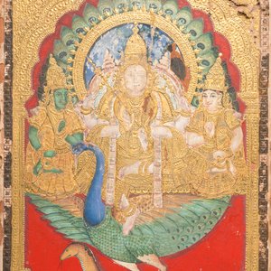 Ecole indienne, région de Thanjavur: 'Murugan sur son paon', 19ème — photo 1