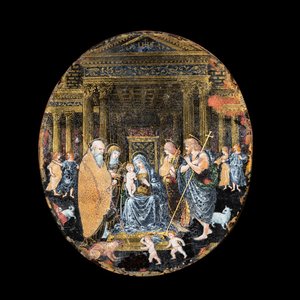 Ecole italienne: 'Adoration des bergers', miniature ovale en églomisé, 16ème — photo 1