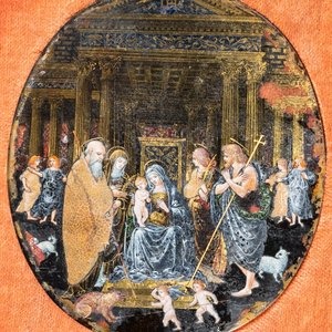Ecole italienne: 'Adoration des bergers', miniature ovale en églomisé, 16ème — photo 3